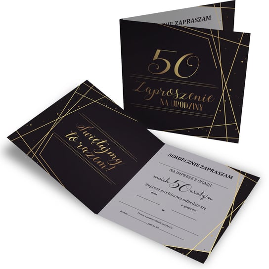 Zaproszenie Na Urodziny 50 Czarno Złote Z2 Inna marka