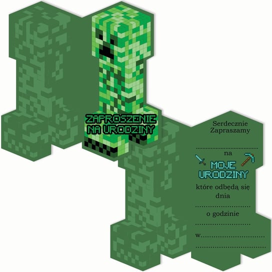 Zaproszenie Na Urodziny Minecraft Creeper 12Szt Y2 Inna marka
