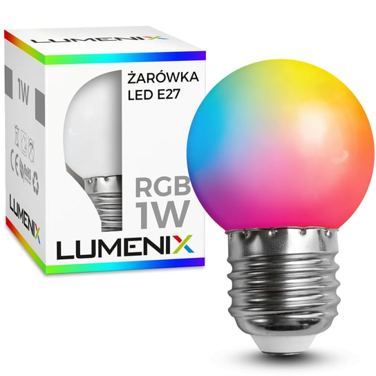 Żarówka E27 Led Kulka 1W Rgb Kolorowa Dekoracyjna Lumenix DLED
