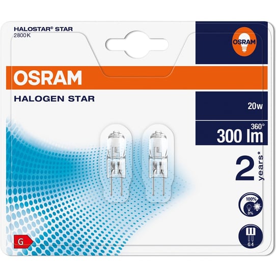 Żarówka Halogenowa G4 20W 300Lm 2800K 12V Osram Halostar Blister 2 Osram