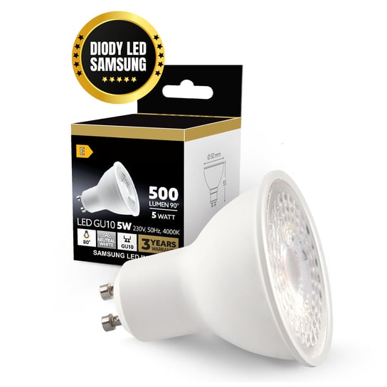 Żarówka LED 5W GU10 PREMIUM barwa neutralna biała dioda SAMSUNG Kobi