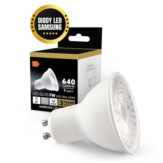 Żarówka LED 7W GU10 premium barwa neutralna biała dioda SAMSUNG Kobi