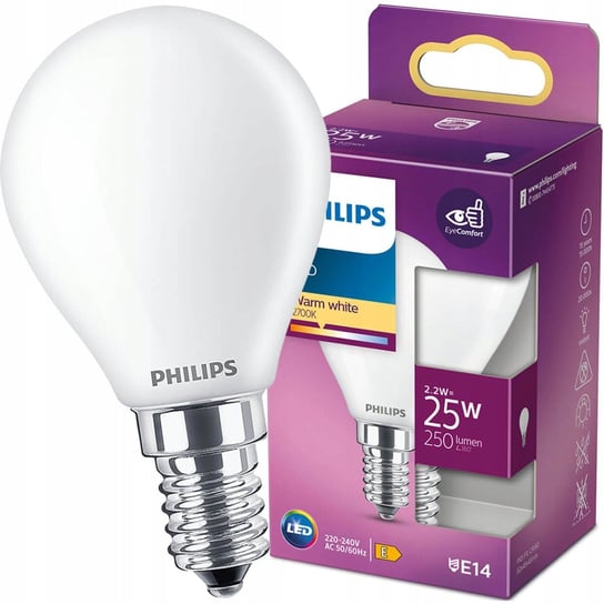 Żarówka LED E14 P45 2,2W = 25W 250lm 2700K Ciepła Filament PHILIPS Philips