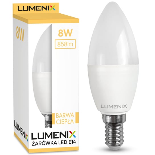 Żarówka LED E14 Świeczka Świeca 8W Ciepła SMD 858lm PREMIUM CCD DLed