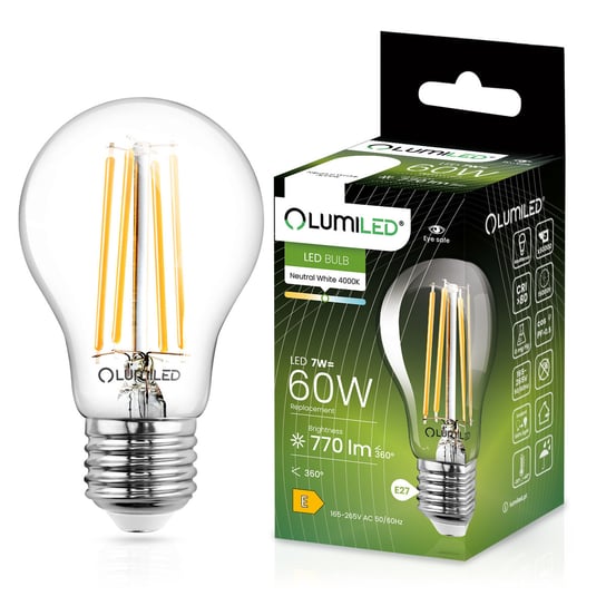 Żarówka LED E27 FILAMENT 7W = 60W 4000K Neutralna Ozdobna LUMILED Lumiled