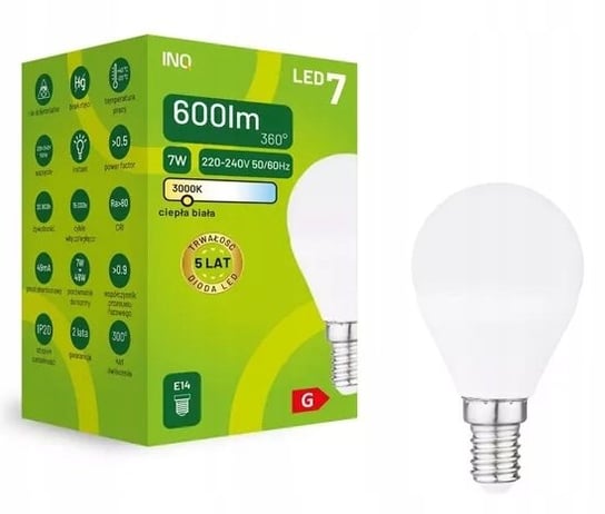 Żarówka Led G45 E14 7W Kulka 600Lm 3000K Inq Inna marka