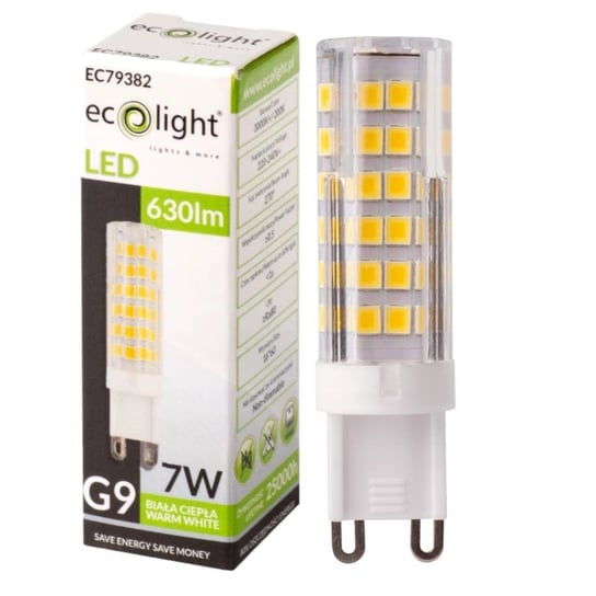 Żarówka LED G9 7W 3000K Barwa Ciepła Ecolight
