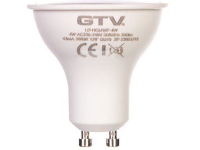 Żarówka LED GTV LD-NGU10P-4W, GU10, 300 lm, barwa ciepła biała, 4W GTV