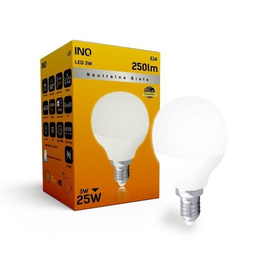 Żarówka LED INQ LP014NW, E14, 3 W, biała neutralna INQ