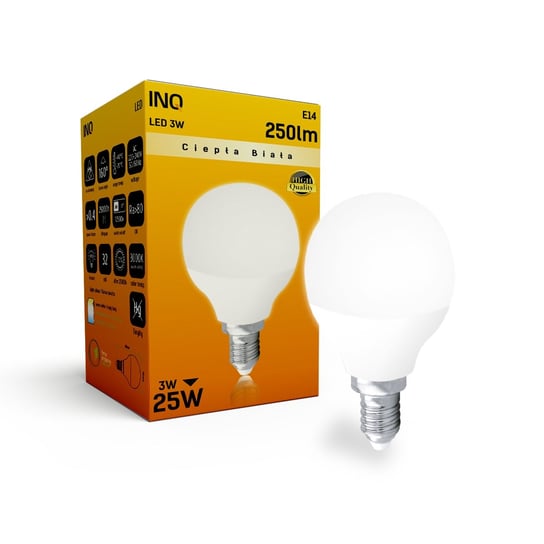 Żarówka LED INQ LP014WW, E14, 3 W, biała ciepła INQ
