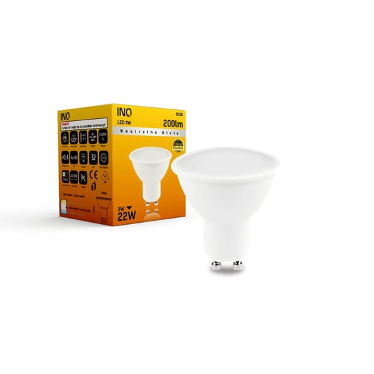 Żarówka LED INQ LR014NW, GU10, 3 W, biała neutralna INQ