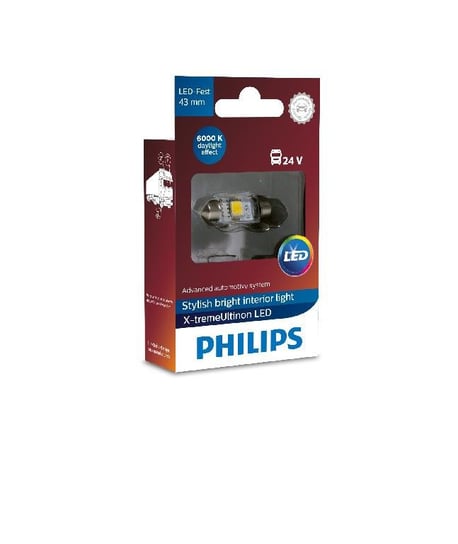Żarówka LED PHILIPS Festoon 10.5x43 6000K 24V X-treme Ultinon Gen2 (1 sztuka) do pojazdów ciężarowych Philips
