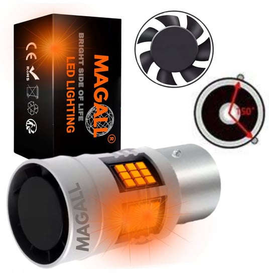 ŻARÓWKA LED PY21W BAU15S MAGALL FAN-CAN POMARAŃCZOWE CANBUS KIERUNKOWSKAZ Inna marka