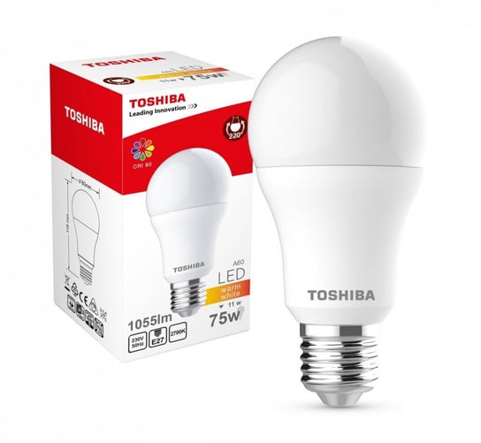 Żarówka LED TOSHIBA Bańka, E27, 11 W, barwa biała ciepła Toshiba