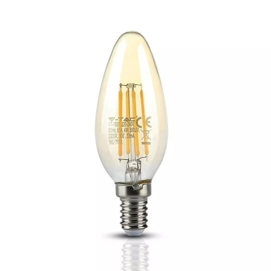 Żarówka LED V-TAC 4W Filament E14 Świeczka Bursztyn VT-1955 ciepła 350lm V-TAC