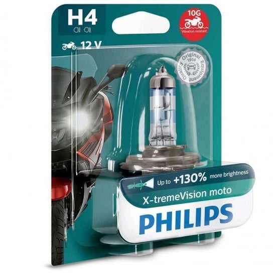 Żarówka motocyklowa Philips X-tremeVision Moto H4 12V 60/55W (+100% więcej światła) Philips