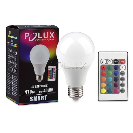 Żarówka RGB 306838 Polux LED 8,5W 2700K A60 klasyczna 806lm 230V biała ciepła POLUX