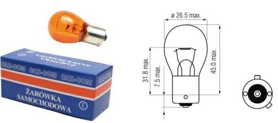 Żarówka Samochodowa 24V 21W Żółta Bau15 do Auta 10szt. carcommerce