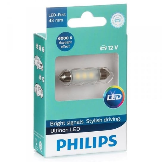 Żarówka samochodowa LED Philips Ultinon LED 6000K C5W / C10W 43mm 12V 0.6W Philips