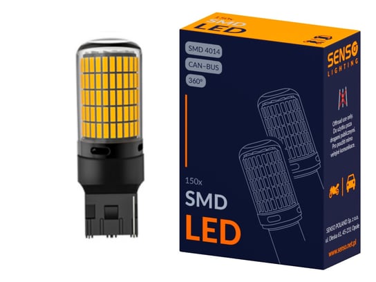 ŻARÓWKA SENSO LED WY21W 150xSMD 4014 CANBUS POMARAŃCZOWA SENSO