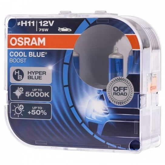 Żarówki halogenowe Osram Cool Blue Boost H11 12V 75W (barwa 5000K, +50% więcej światła), 2 szt. Osram