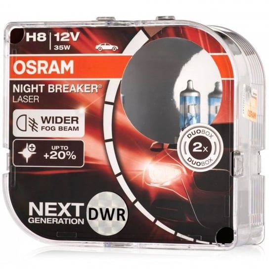 Żarówki halogenowe Osram Night Breaker Laser Next Generation H8 12V 35W (150% więcej światła, 150 metrów oświetlonej drogi i 20% bielsze światło) Osram
