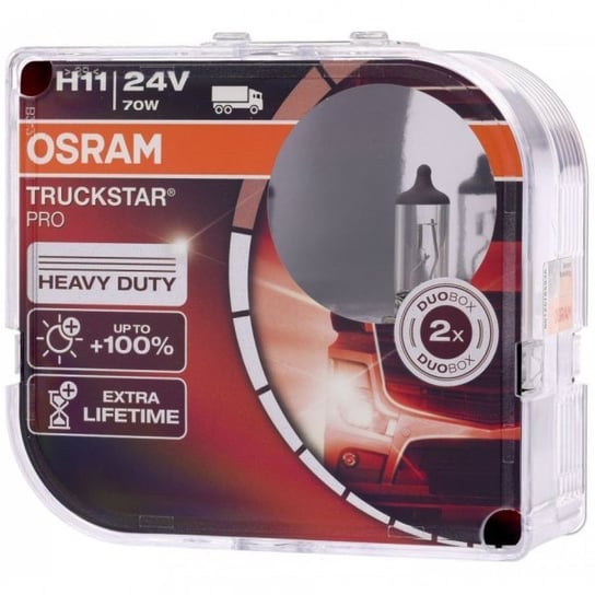 Żarówki halogenowe Osram Truckstar Pro H11 24V 70W (100% więcej światła, długa trwałość i bardzo wysoka odporność na wibracje) Osram