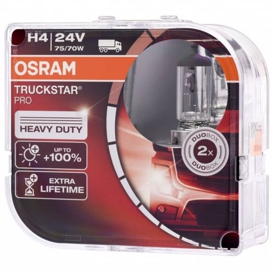 Żarówki halogenowe Osram Truckstar Pro H4 24V 75/70W (100% więcej światła, długa trwałość i bardzo wysoka odporność na wibracje) Osram