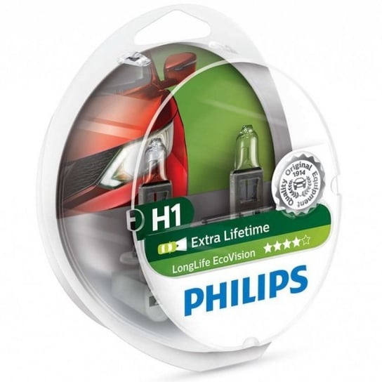 Żarówki halogenowe Philips LongLife EcoVision H1 12V 55W, 2 szt. Philips