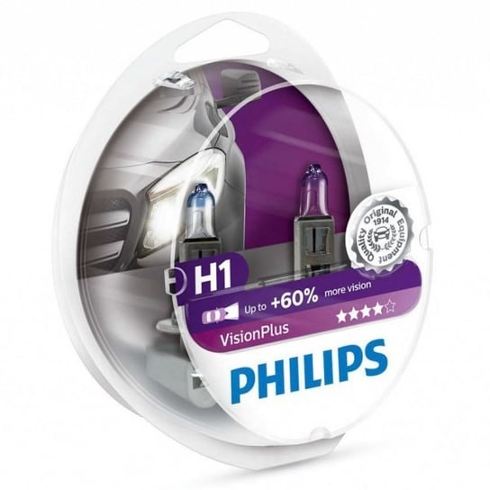 Żarówki halogenowe Philips VisionPlus +60% H1 12V 55W, 2 szt. Philips