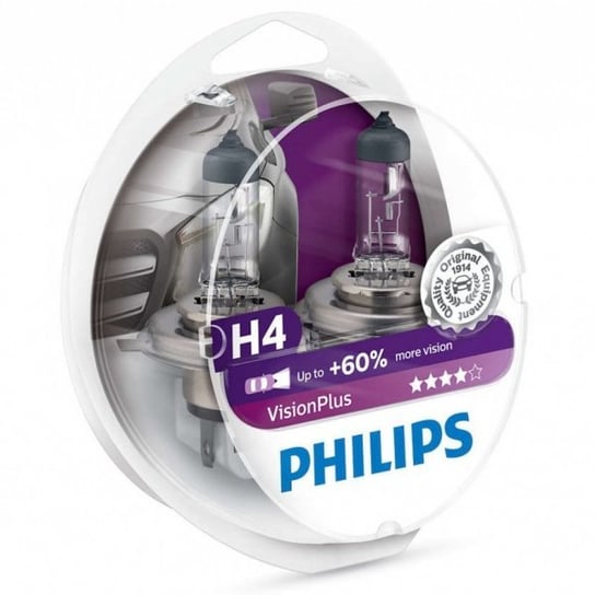 Żarówki halogenowe Philips VisionPlus +60% H4 12V 60/55W, 2 szt. Philips