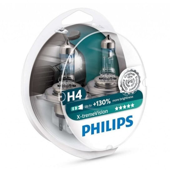 Żarówki halogenowe PHILIPS X-TremeVision +130%, H4, 12V, 60/55W, 2 szt. Philips