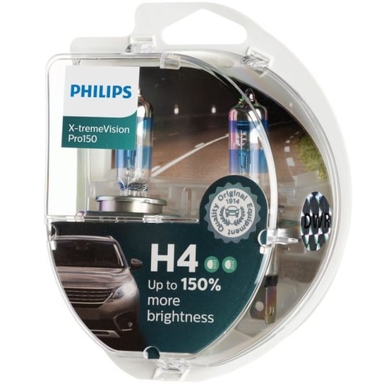 Żarówki halogenowe PHILIPS X-tremeVision Pro150 +150% H4 12V 60/55W, 2 szt. Philips