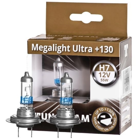 Żarówki halogenowe TUNGSRAM Megalight Ultra +130% H7 12V 55W (+130% więcej światła), 2 szt. TUNGSRAM