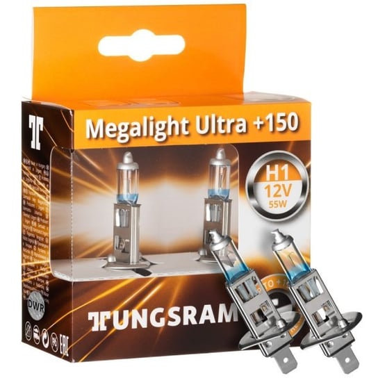 Żarówki halogenowe TUNGSRAM Megalight Ultra +150% H1 12V 55W, 2 szt. TUNGSRAM