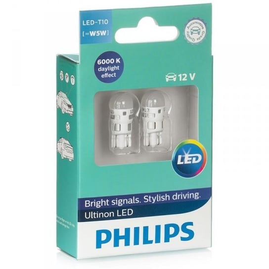 Żarówki samochodowe LED Philips Ultinon LED 6000K W5W 12V 0.9W, 2 szt. Philips