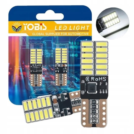 ŻARÓWKI W5W LED T10 24SMD CANBUS MOCNE BIAŁE 6500K YOBIS Inna marka