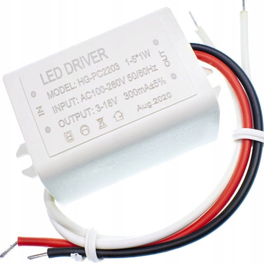 ZASILACZ LED DRIVER stałoprądowy | 1 - 5W | 3 - 18V DC | 300mA leaderLED