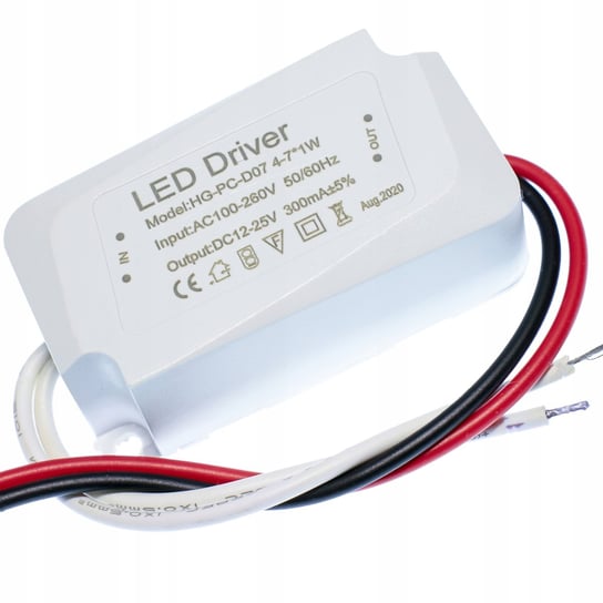 ZASILACZ LED DRIVER stałoprądowy | 4 - 7W | 12 - 25V DC | 300mA leaderLED