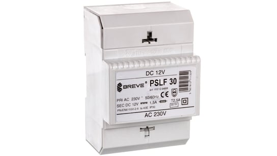 Zasilacz transformatorowy PSLF 30 230VAC/12VDC 18W 1,5A /z filtrem/ 18512-9999 BREVE