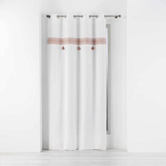 Zasłona na przelotkach, bawełniana AMAYA, 140 x 240 cm, z orientalnym wzorem i różowymi frędzlami Douceur d'intérieur