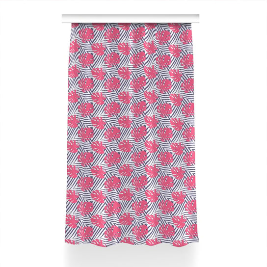 Zasłona z grafiką kolory Różowe liście 150x240 cm, Fabricsy Fabricsy