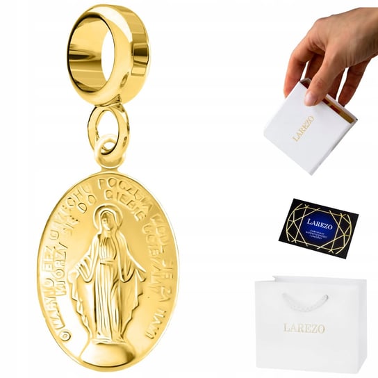 ZAWIESZKA CHARMS ZŁOTY 925 Wisząca z Matką Boską Cudowny Medalik Maryja LAREZO