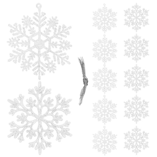 Zawieszka choinkowa 12 szt. śnieżynka 10 cm świąteczna ozdoba białe brokat Springos
