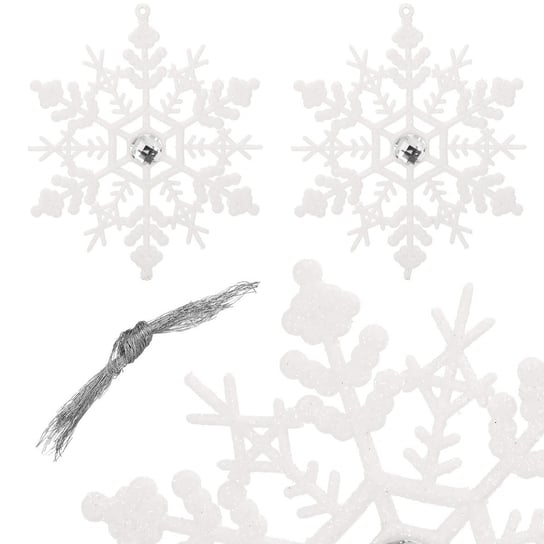Zawieszka choinkowa 2 szt. śnieżynka 12 cm świąteczna ozdoba biała brokat Springos