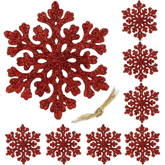 Zawieszka choinkowa 8 szt. śnieżynka 8 cm świąteczna ozdoba czerwony Springos