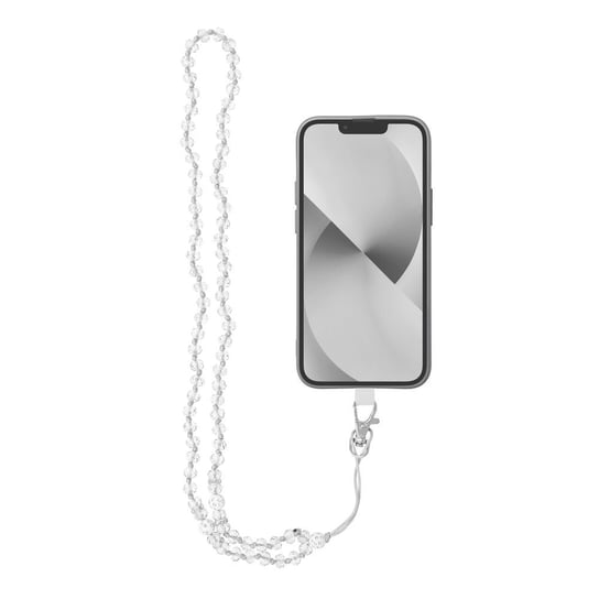 Zawieszka CRYSTAL DIAMOND do telefonu / długość sznura 74cm (37cm w pętli) / na szyję - biały OEM