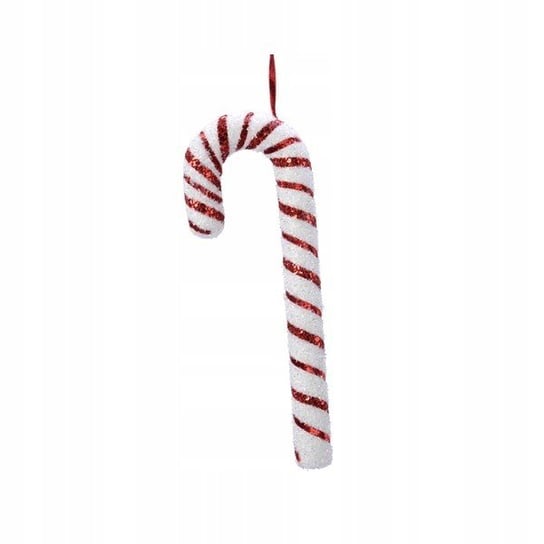 Zawieszka laska cukrowa świąteczna z brokatem biała czerwona 34cm Kaemingk