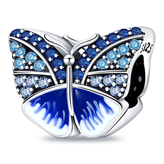 Zawieszka SREBRO 925 Charms koralik do PANDORA Motyl Niebieski Sfera Damska