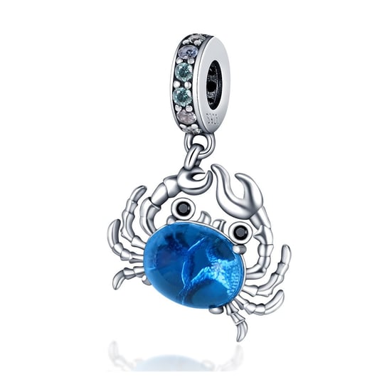 Zawieszka SREBRO 925 Charms koralik Niebieski Krab Sfera Damska